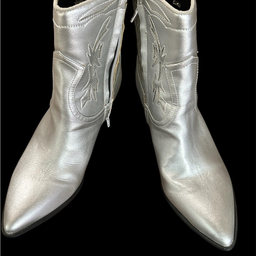 Silver Western Ankle Boots
